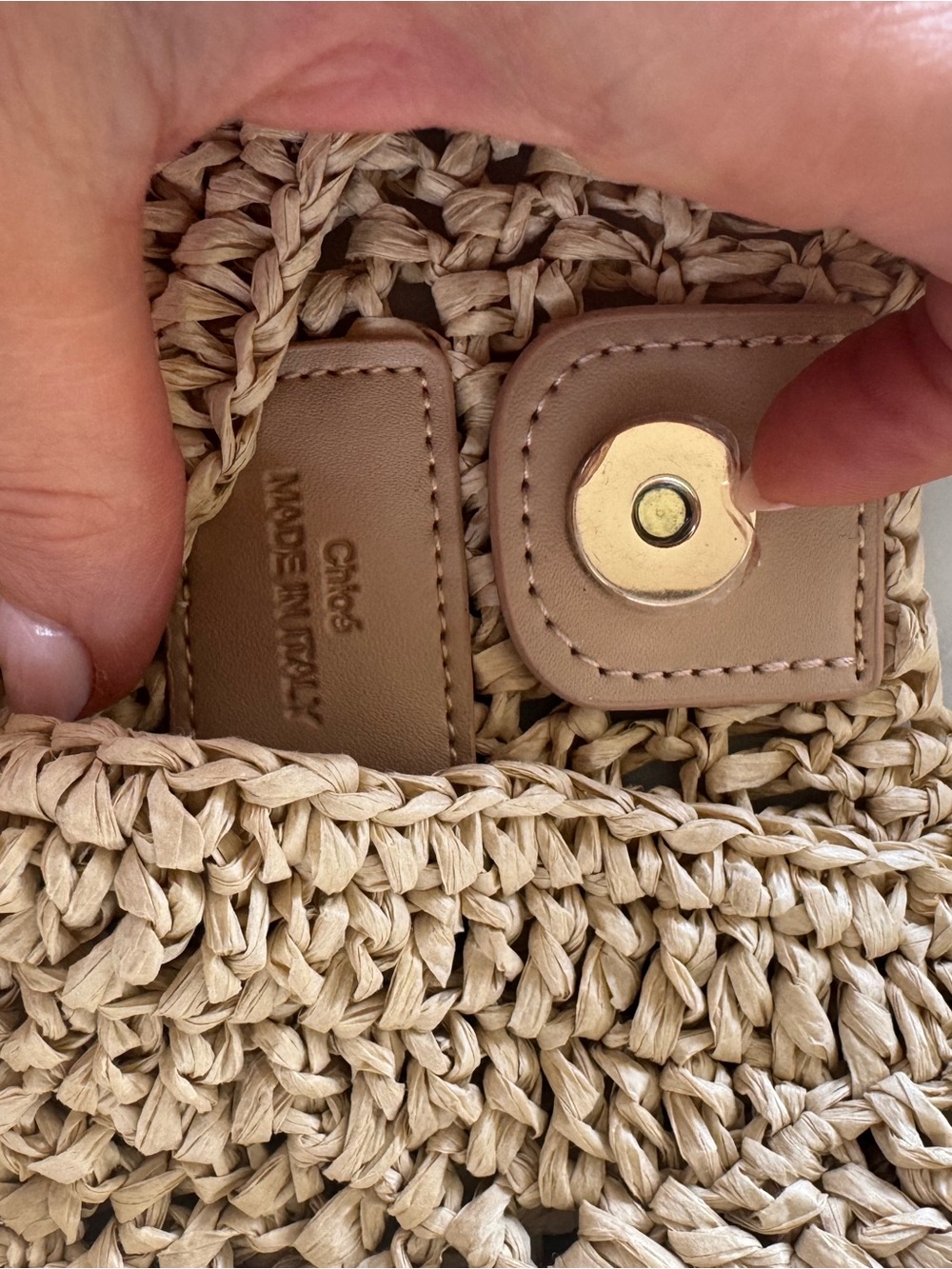 Chloé Beige Banana Raffia Bag with Leather Top Handle - Picture 3 of 3